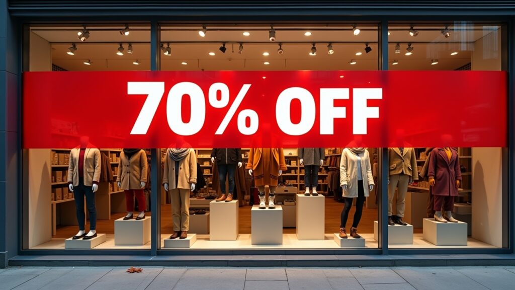 70% off discount display